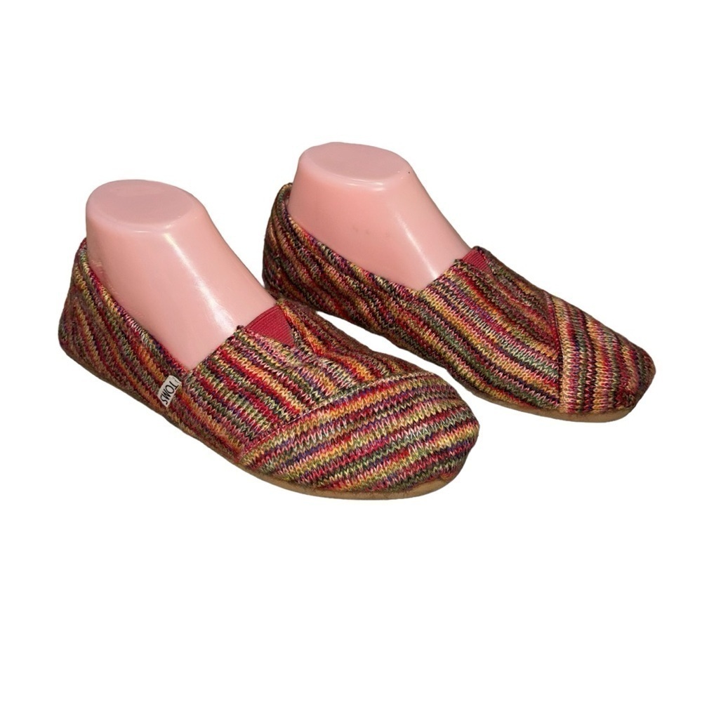 Tom's Women's Size 7.5 Alpargata Slip on Shoes Knit Rainbow Knit Multicolor Boho